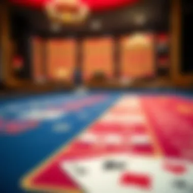 Close-up of a baccarat table with vibrant cards