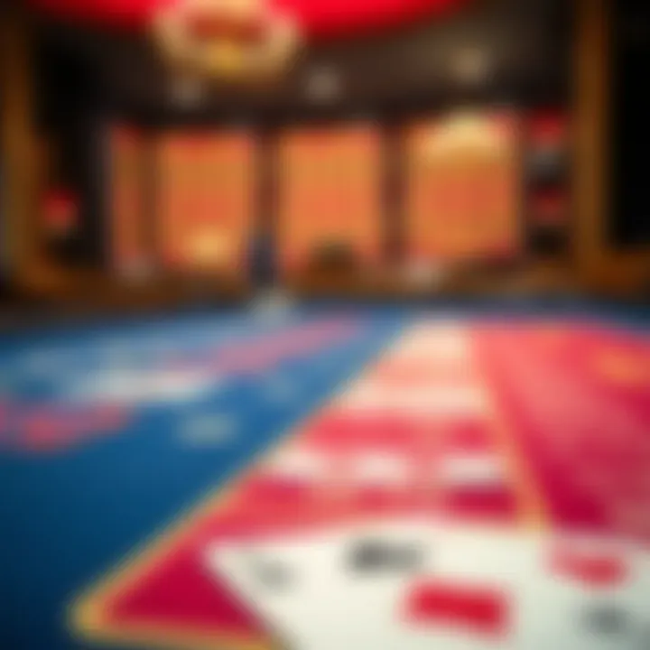 Close-up of a baccarat table with vibrant cards
