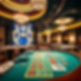 Luxurious casino interior showcasing baccarat tables