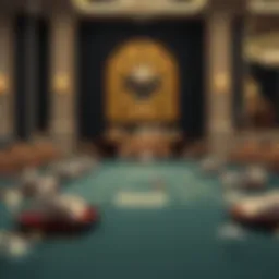 An elegant baccarat table set for a game