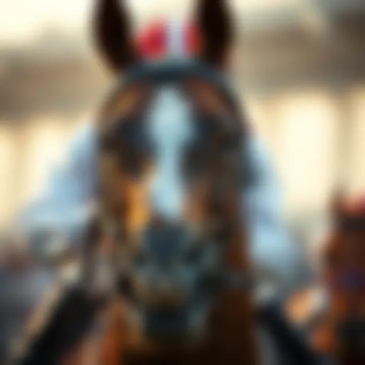 A close-up of a jockey guiding their horse