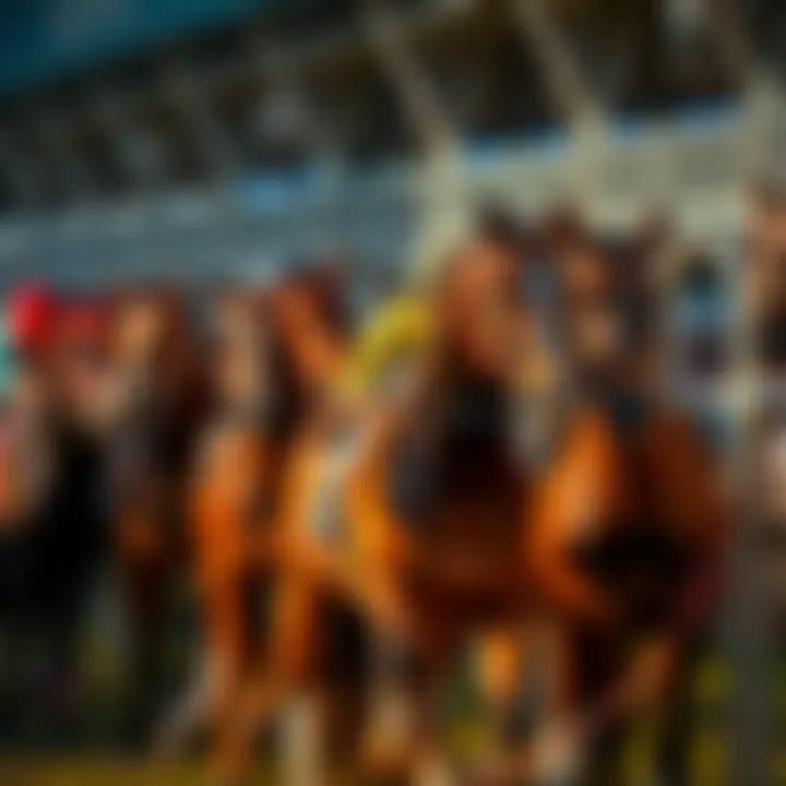 A group of racehorses at the starting gate