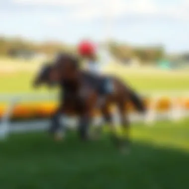 A stunning racehorse galloping on the track