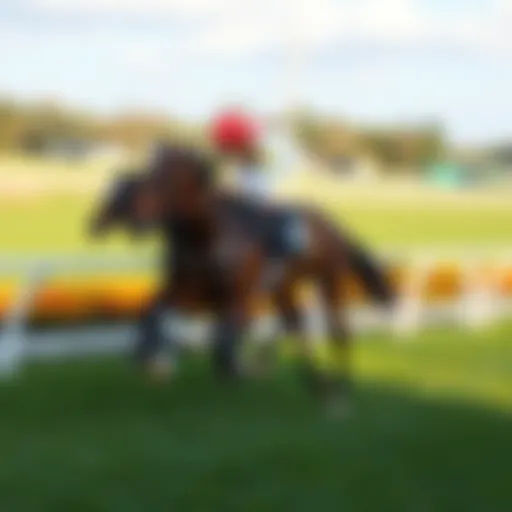 A stunning racehorse galloping on the track