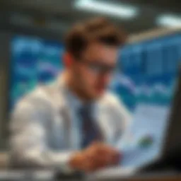 Illustration of a betting tipster analyzing data