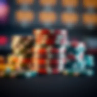 Organized Gaming Chips A close-up of gaming chips stacked in an organized manner, symbolizing careful planning