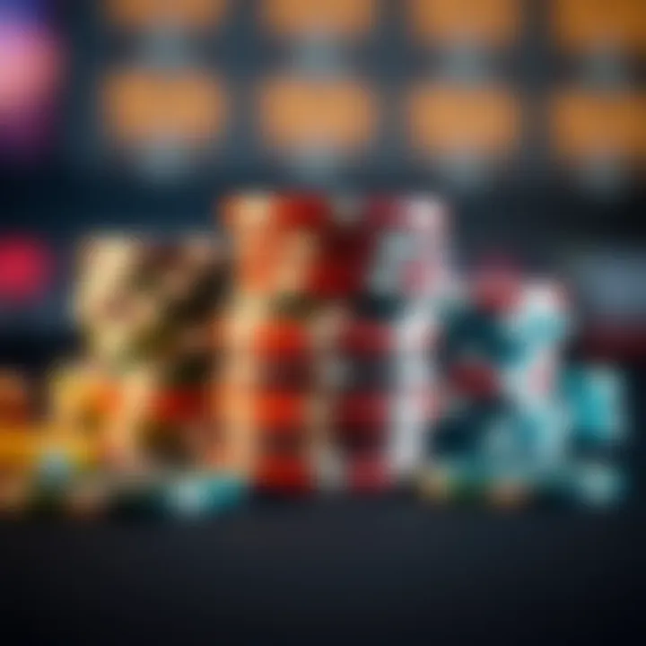 Organized Gaming Chips A close-up of gaming chips stacked in an organized manner, symbolizing careful planning