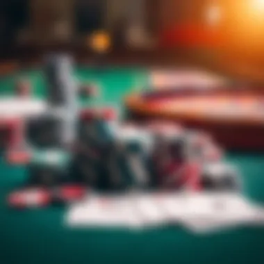 Casino Chips and Cards Display An enticing display of casino chips and cards