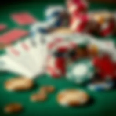 A collection of classic casino chips and cards