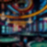 Inside a luxurious casino showcasing various gaming tables