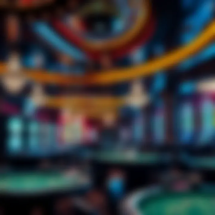 Inside a luxurious casino showcasing various gaming tables