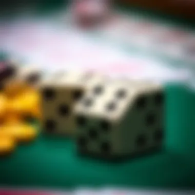 A close-up of a pair of dice used in craps gameplay