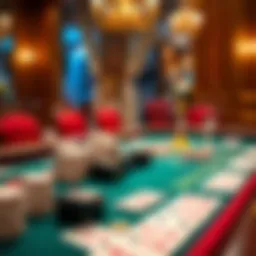 Elegant baccarat table with cards