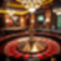 A captivating roulette wheel spinning in a luxurious casino setting