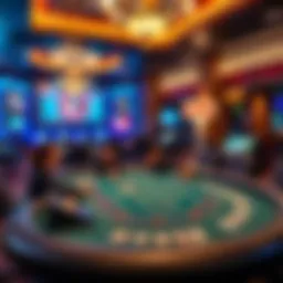 Intricate setup of live dealer blackjack table