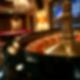 A close-up view of a roulette wheel in motion highlighting the vibrant colors of the betting layout.