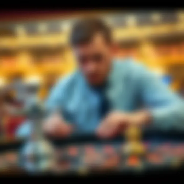 Strategic Betting in Roulette A strategic player analyzing the roulette wheel and making a calculated bet