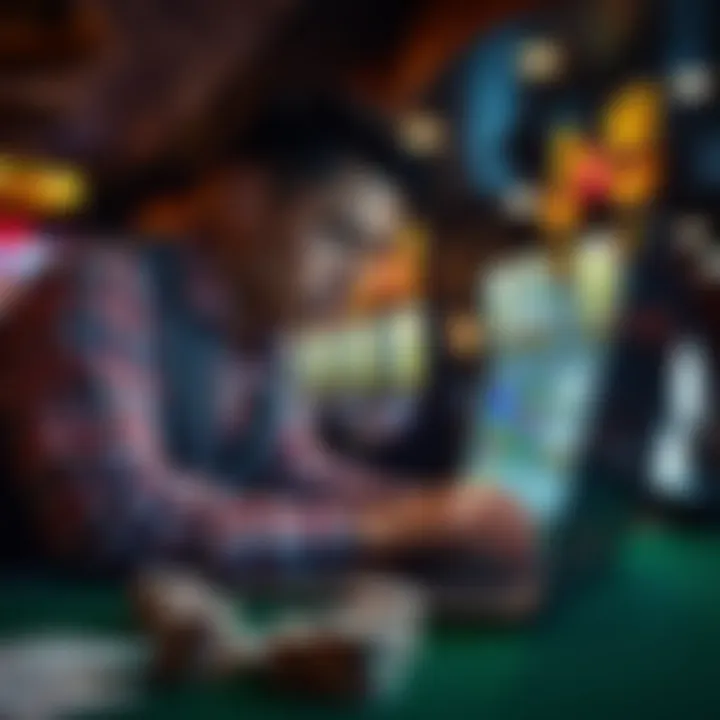 Strategizing Video Poker A player strategizing over a video poker game on a laptop