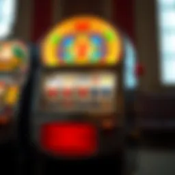 An intricate design of a classic slot machine with vibrant colors