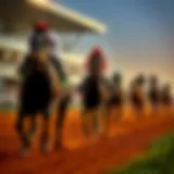 Thoroughbred horses racing on a vibrant track