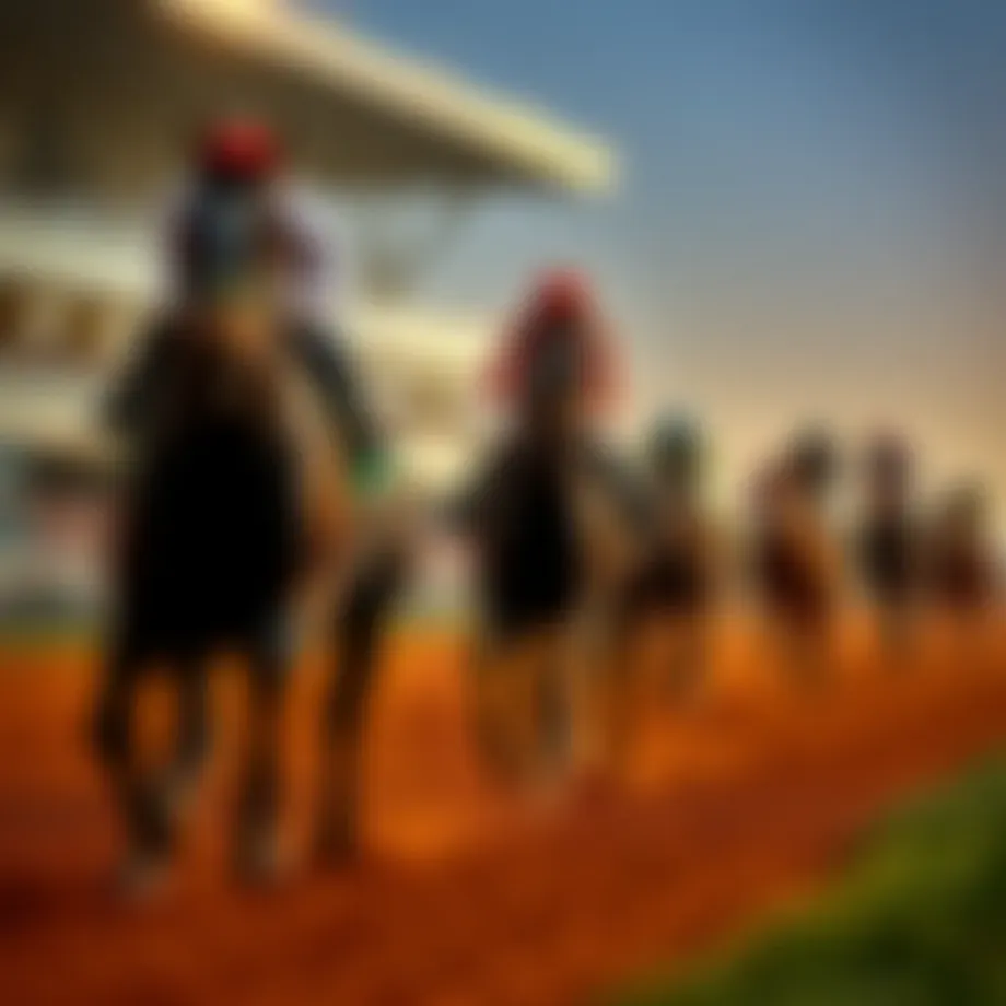 Thoroughbred horses racing on a vibrant track