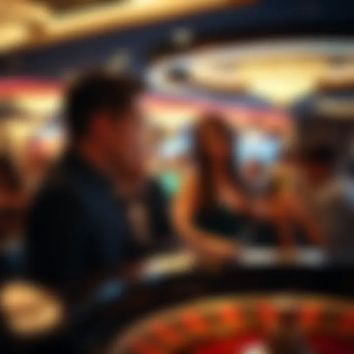 Excitement at the Casino Roulette Game An engaging scene of players observing the roulette game in a casino setting