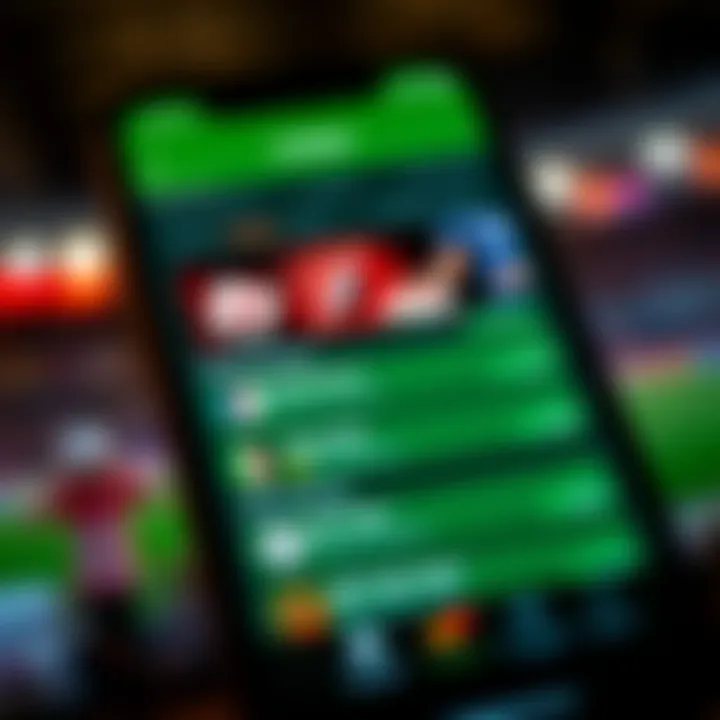 User Interface of Unibet Mobile App User interface of Unibet app showcasing betting options