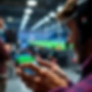 A close-up of a user engaging with an online betting platform on a mobile device.