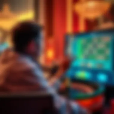 Interactive User Experience in Online Roulette User engaging with online roulette game on a computer screen